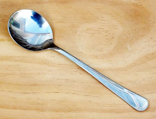 Image of Stainless Steel Soup Spoon Set for Home Kitchen, Silver, Set of 6