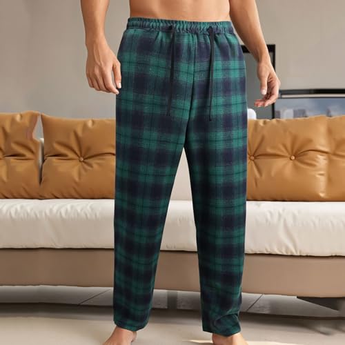 Mens Flannel Pajama Pants Plaid Soft Comfrt Pj Bottoms with Pockets Fall Winter Lightweight Sleepwear Lounge Clothing2