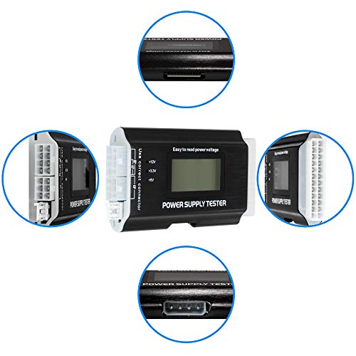 Image of Kingwin Digital Power Supply Tester with LCD Screen - Compatible with ATX, ITX, IDE, HDD, SATA, and BTX, Easy-to-Use Diagnostic Tool for PC Power Supply Testing (Aluminum)