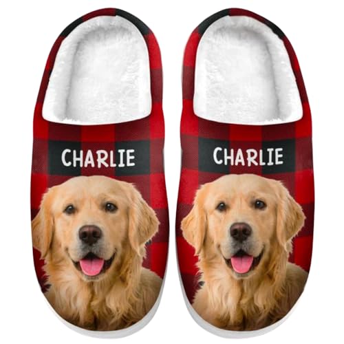 Custom Photo Happiness Is A Warm Puppy - Dog & Cat Personalized Custom Fluffy Slippers, Custom Photo Christmas Slippers For Women Man, Christmas Slippers Gifts For Family, Dog Mom, Cat Mom Gift
