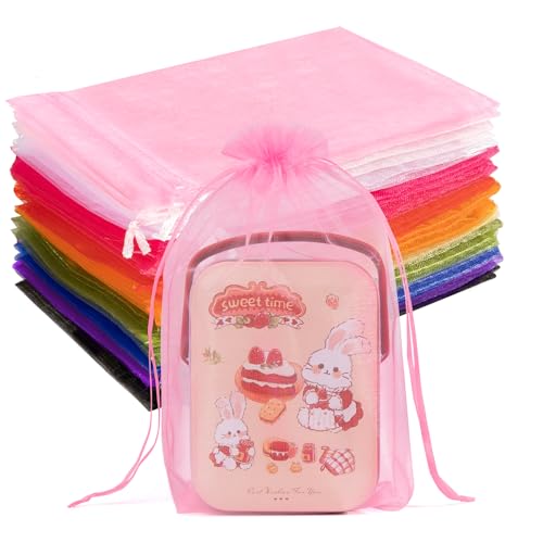 Image of Crweety 50 Pack 6x9 Inch Assorted Color Organza Bags, Vibrant Mix of 10 Colors Mesh Gift Bags for Wedding Favors, Birthday Party Favor, Treat, Candy Jewelry Sachet Packaging & Graduation Gifts