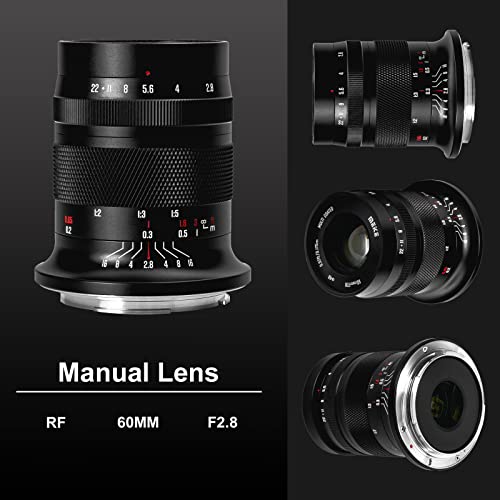 Meike 60mm f2.8 RF-Mount Fixed Manual Focus Lenses Large Aperture APS-C Macro Lens Compatible with Canon EOS-R EOS-RP R5 R5C R6 R7 R10 Mirrorless Camera