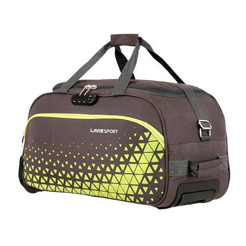 Image of Lavie Sport 45L Anti-Theft Axle Wheel Duffle Bag | Polyester Bag | Combi Lock with Attached Shoulder Strap| Duffle Bag for Men & Women