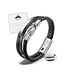 MANVEN Bracelet Papa Cadeau Papa Cadeau Fête Des Pères Bracelet Fete des Pere Cuir Homme Acier Inoxydable Noël d'anniversaire pour Futur Beau