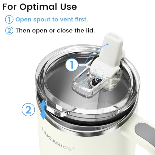 Image of For Travel & Gym - Never Drink from a Moldy Lid Again: 30oz Hygienic Tumbler, 100% Leakproof Lid & Removable Foldable Spout. Reinforced Base, Fits Cup Holders- Cream