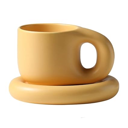 SCAUXIE 14 Oz Ceramic Coffee Mug With Big Handle Yellow Coffee Cups for Coffee, Tea, Cappuccino, Cocoa