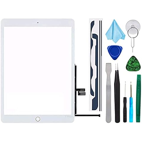 T Phael Touch Screen Replacement for iPad 7th 8th Generation Digitizer 10.2", Only for 7th 8th Gen A2197 A2198 A2200,A2270, A2428, A2429, A2430 with Home Button & Tool Repair Kit - White/Silver Cover