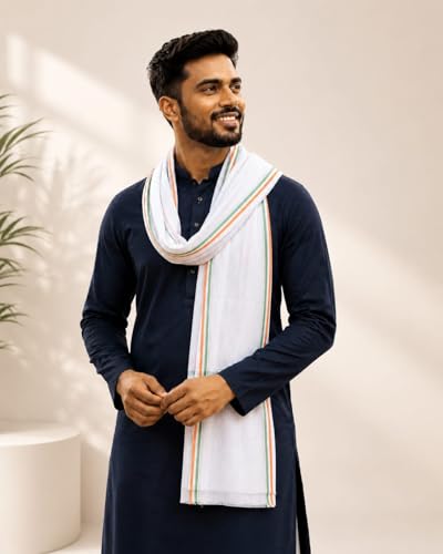 Image of Men's Cotton Gamcha Towel | Traditional Indian Angochha | Pure Cotton Soft & Absorbent Multipurpose Head Scarf | Lightweight Quick Dry Full Size Stole for Men & Women