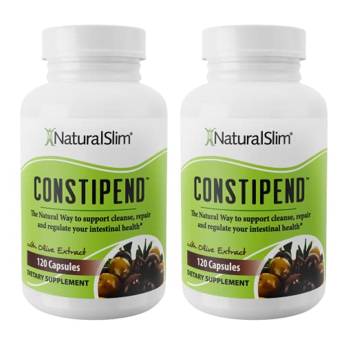 NaturalSlim Constipend Magnesium Oxide for Constipation Relief Colon Cleanser & Stool Softener for Women & Men with Magnesium Citrate Aspartate & Olive Extract 120 Vegetable Capsules 2 Pack