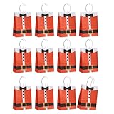 Juego de 12 bolsas resistentes y reciclables para fiestas de Navidad con patrón de festival y asa de fácil transporte para regalos de vacaciones, bolsas de fiestas a granel