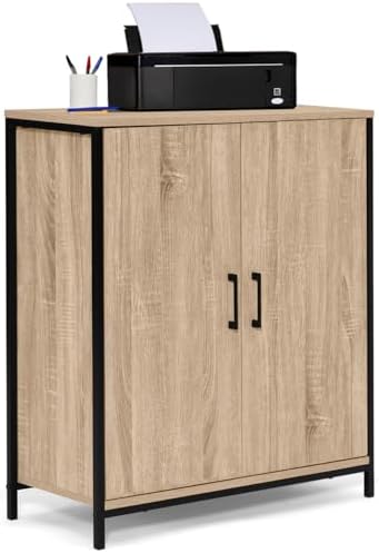 IDMarket - Armoire Basse Detroit 2 Portes Design Industriel