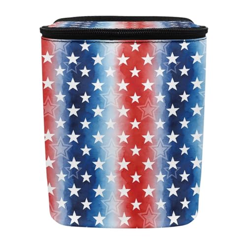 Image of Talayituse American Flag Star Print Car Trash Can with Lid, 4th of July Leak Proof Auto Trash Bag Hanging Vehicle Garbage Can Multipurpose Storage Container for Back Seat Road Trip