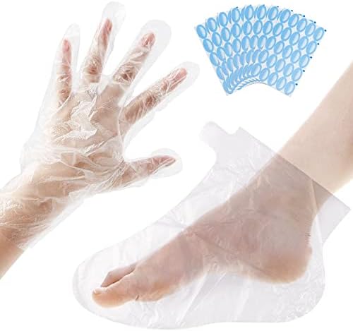 200 Pcs Paraffin Wax Bath Liners Hands & Feet – Plastic Hand Foot Covers Disposable Therapy Bags, Spa Pedicure Accessories for Women Men with Stickers