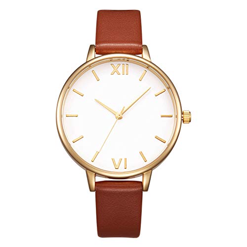 Womens Rose Gold Slim Uhr mit braunem Lederband und Edelstahlgehäuse - entworfen mit Eleganz und Mode
