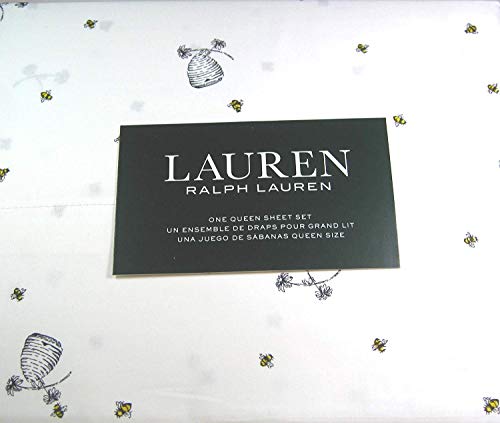Lauren 4 Piece Queen Size Sheet Set Bumblebees,Flowers and Hives 100% Cotton