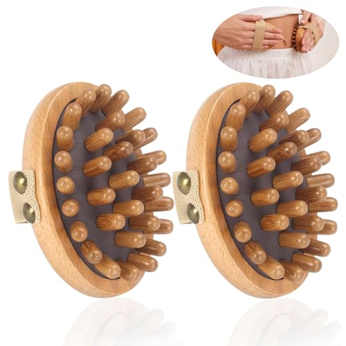 Papipapiqiao 2PCS Meridian Massage Brush Gua Sha Tool Body Massage Brush Wood Therapy Massage Tools Meridian Brush for Belly Body Sculpting Tools Guasha Brush Wooden Massage Tools