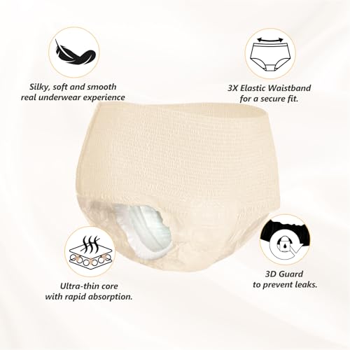 Image of MOLLIS Disposable Period Underwear, Postpartum Panties, XXL, Beige, 16Ct