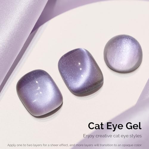 Image of MelodySusie Aurora Cat Eye Gel Nail Polish, 0.5 Fl Oz Blue Purple Glitter Holographic Magnetic Nail Polish with Magnet, UV Nail Polish for Nail Art Manicure Salon DIY at Home G1701
