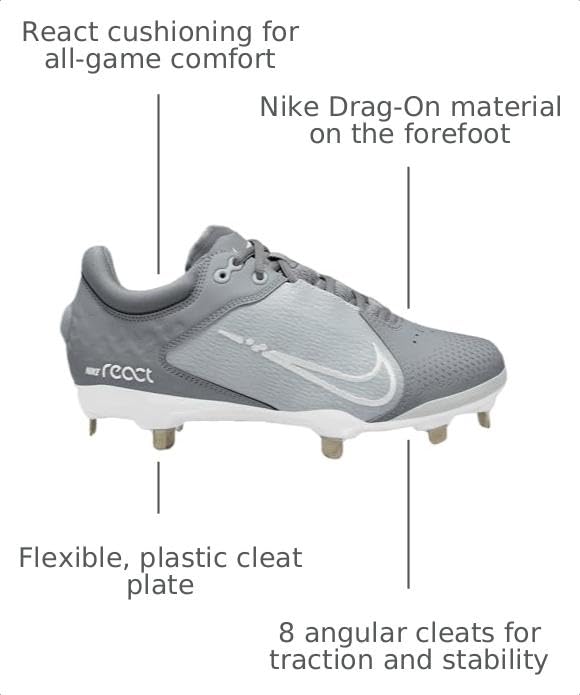 Image of Nike Hyperdiamond 4 Elite - Women's (CZ5917-012, Wolf Grey /White /Cool Grey) Size 7.5