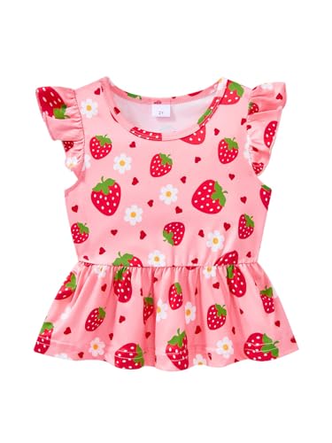 Image of Girls Summer Outfits Toddler Baby Girls Short Sets 2 Piece Clothing Set Flutter Sleeve Shirt and Short 2-7 Years