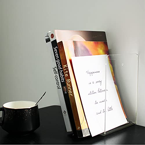 Clear Plastic Acrylic Bookends, 2 Pc Bookends For Shelves Organizer Bookshelf Heavy Duty Book Ends And Desktop Organizer Book Stoppers Decorative Bedroom Library Office School Supplies Stationery Gift #TOP3