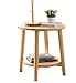JCNFA STOLIK Okrągły 2-warstwowy stół boczny dębowy, nowoczesny stolik nocny stolik do kawy do salonu sypialnia balkon rodzina i biura, 3 kolory (Color : Wood color, Size : 21.65 * 21.65 * 22.44in)