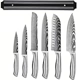 COOSNUG 7 Stück Messer Set für Küche, Scharf Edelstahl Kochmesser Set, Kochmesser, Santoku Messer, Schneidmesser, Schneidemesser, Brotmesser, Dienstmesser mit Magnetstreifen