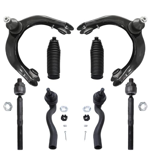Image of Detroit Axle - 8pc Front End Control Arms Kit for 11-15 Dodge Durango Jeep Grand Cherokee, 2 Upper Control Arms w /Ball Joints 4 Tie Rod Ends 2 Boots 2011 2012 2013 2014 2015 Replacement