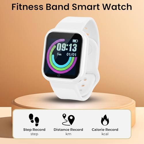 Image of Bouncefit D20 Y68 Fitness Band Smart Watch for Men, Women, Boys, Girls, Kids - Single Touch Interface, Water Resistant, Workout Mode, Quick Charge Sports Smartwatch - White (FFF)