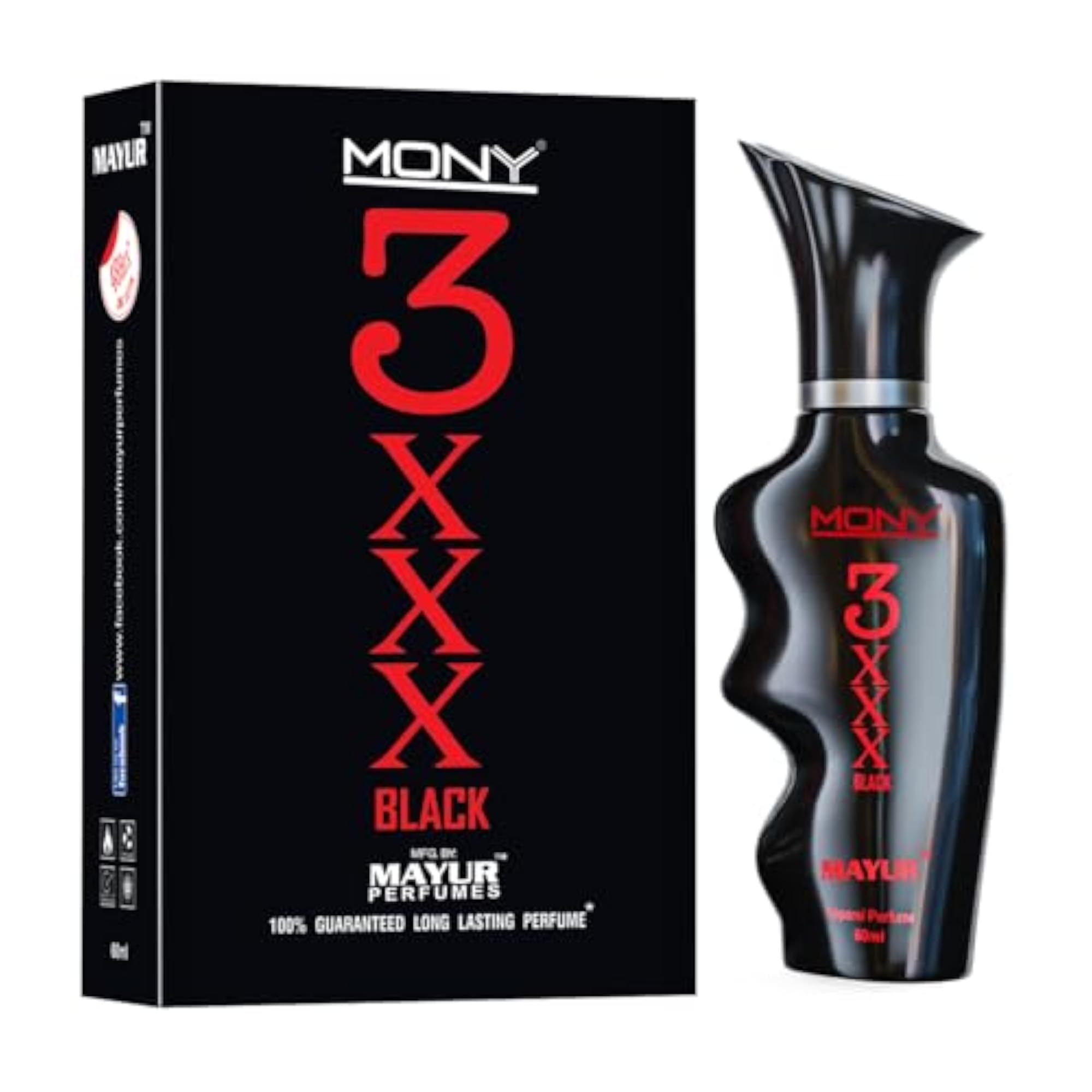 3XXX Black Premium Long-Lasting Unisex Perfume, 50ml
