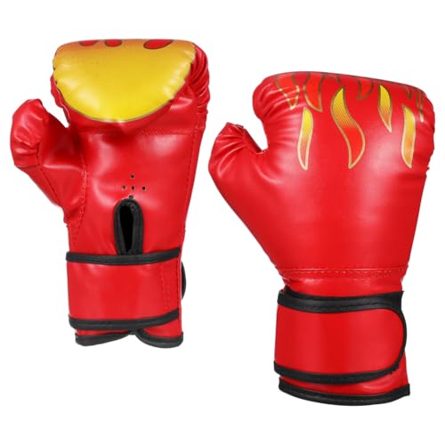 Guantes de boxeo infantil de 6oz en color rojo fuego hechos de cuero PU para sparring y kickboxing