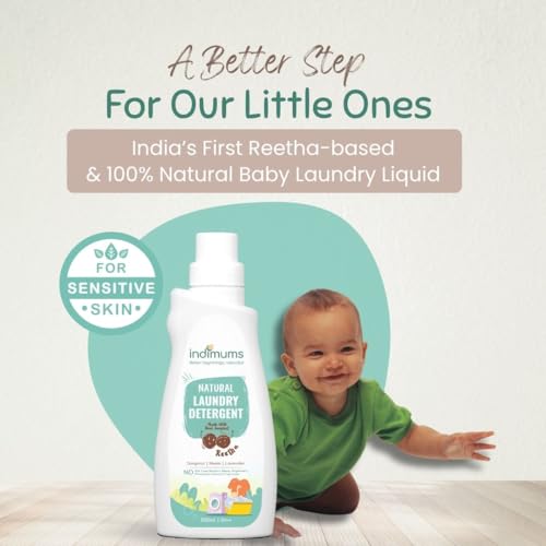 Image of Indimums Baby Detergent Liquid Refill 1 Litre | Reetha-Powered, Not SLS | No Chemical Residue on Baby's Skin | Anti-Bacterial, Hypoallergenic | Natural Laundry Wash For Clothes, Nappies, Diapers etc