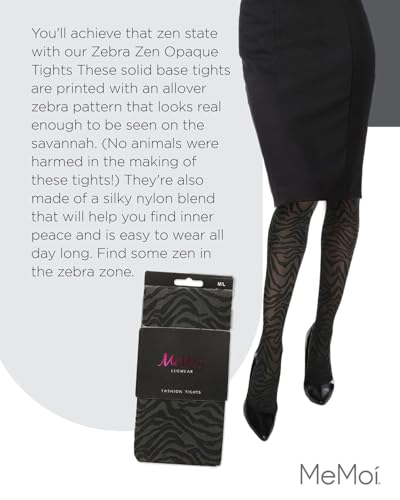 Image of MeMoi Women's Zebra Zen Opaque Nylon Tights