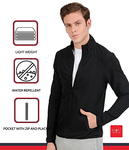 Image of Scott International men's wind cheater jacket -solid, branded, new, stylish trending winter wear - full sleeve, polyester, regular fit, zippered jacket
