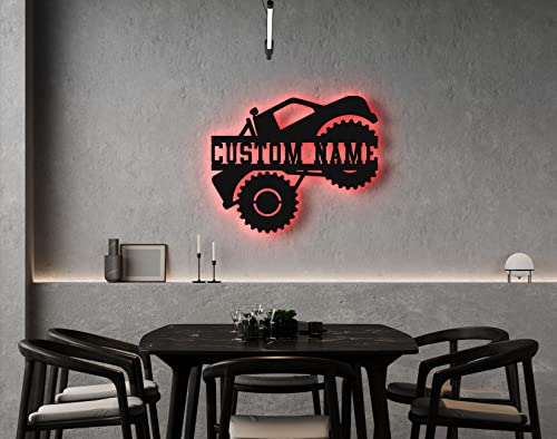 Custom Monster Truck Metal Wall Art With LED Light -