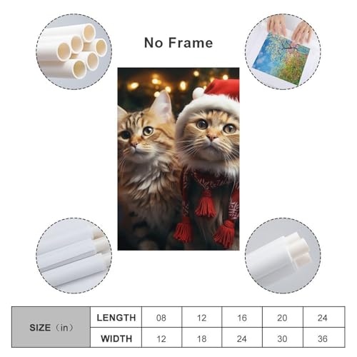 Toile murale chat de Noël cadeau idéal décoration esthétique - 2
