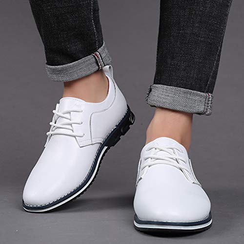 Image of Veslexth Men Casual Driving Sneakers Loafers Breathable Comfort Walking Wing Tips Lace Up Luxury Leather Shoes for Male Business Work Office Dress Outdoor