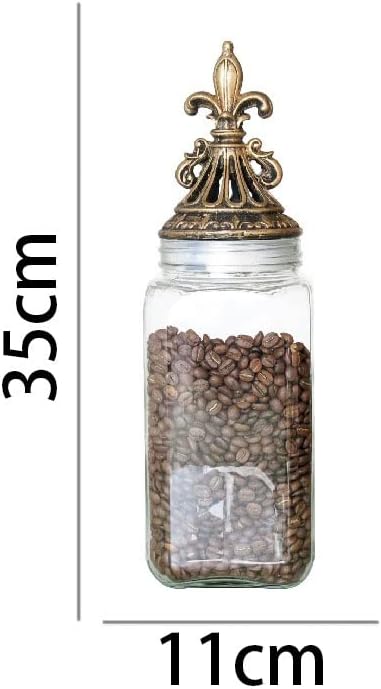 Miniatura 6 de GENIGW - Tarros europeos de almacenamiento de vidrio para armario de cocina cubierta de resina dispensador de granos escritorio tarro de caramelo