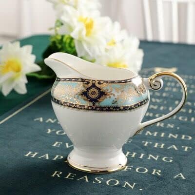 Miniatura 3 de Eplze YBK Tech Bone - Juego de jarra de leche y azucarero de porcelana para degustación de café, patrones reales (azul cielo)