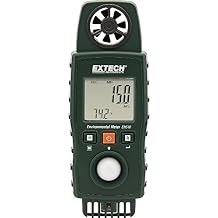 Extech EN510 10-in-1 Environmental Meter - Measures Air Velocity, Light, Sound, Temperature, Humidity, Dew Point, Wet Bulb, Heat Index, Wind Chill, Portable Multi-Function Tester with Backlit LCD