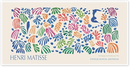 Affiche de La Perruche et de la Sirène Matisse toile vintage 40x120cm sans cadre pour salon