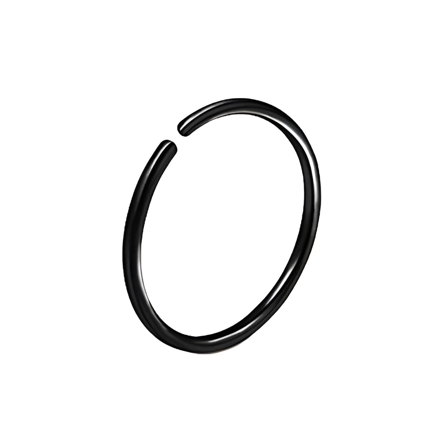 Sleek Black Open Nose Ring for Piercings-image-49