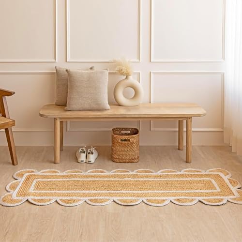 Tapete corredor trenzado de yute 2x6 ft natural miniatura 1