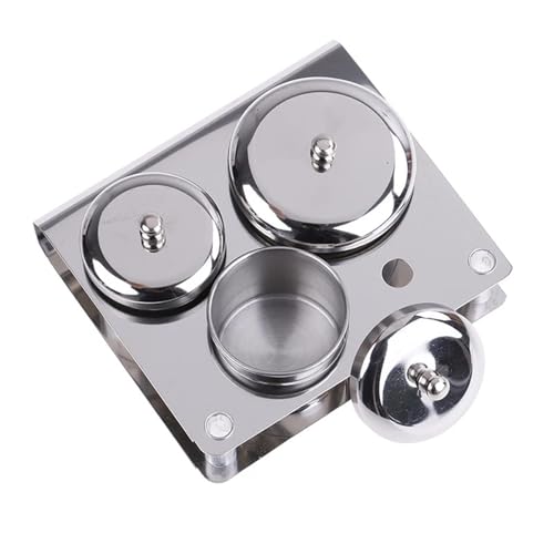 Set de 3 piezas tazas de acero inoxidable para manicura miniatura 4