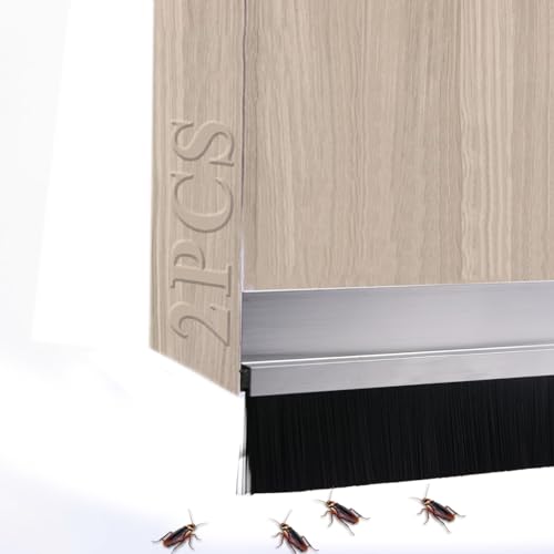 Mairuker Paquete de 2 barridos de puerta para parte inferior de puerta exterior e interior, 92 cm de longitud con cepillo suave negro, soporte de aleación de aluminio, burlete en forma de H