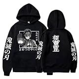 BUIWOT Sudaderas Akaza Sudaderas Hombres Mujeres Impresión Gráfica Unisex Tendencia Hip Hop Pullover con Bolsillo XS-3XL-Black||s