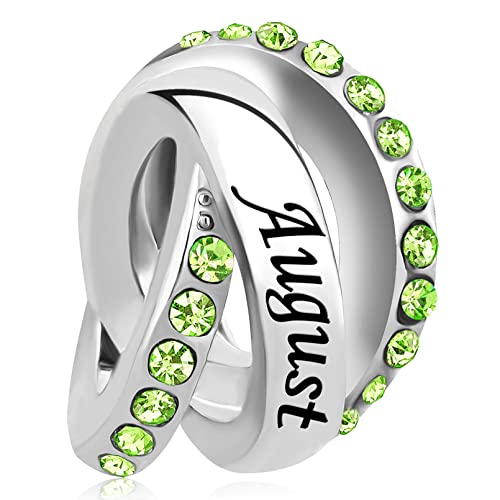 NARTGO January-December 12 Months Colors Birthstone Happy Birthday Charm Compatible with Pandora Charms Bracelets