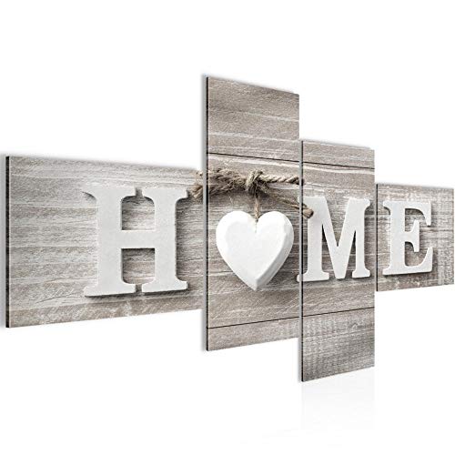 Runa Art Home Hjärta Bild Modern - 100% Made In Germany - Tavlor Lantliga Beige Brun 4 Delar 504442a