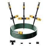 RESTMO Flexible Sprinkler System, Above Ground DIY Irrigation Kit with 10m(30ft) Garden Hose, Ideal for Plant and Flower Bed Watering, Yellow