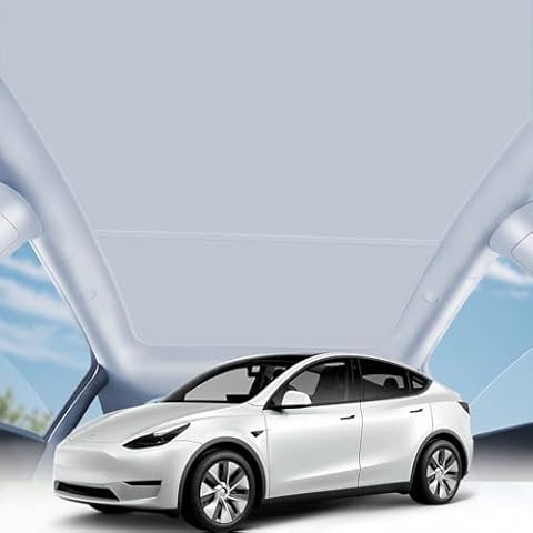 ZeroPone Tesla Model Y Roof Sunshade 2021-2024, Foldable Model Y Sunshade Roof, Tesla Model Y Glass Roof Sunshade, Front & Rear Model Y Sun Shade, Top Windows Sun Shade Windshield and Sunroof Cover